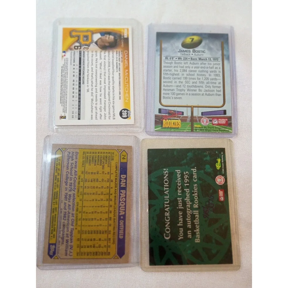 Autographed Sports Card Lot Daniel McCutchen Dan Pasqua James Bostic John Amaech